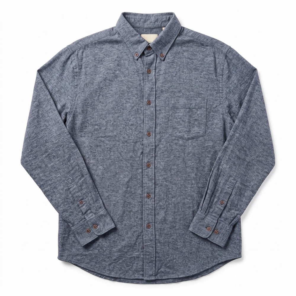 Haggar XL Blue Gray Flannel Shirt Long Sleeve Cotton Mens